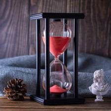 BELLAWARE Hourglass Timer with Red Sand, 60 Minute Wooden Sand Timer | Creative picture