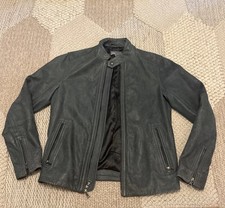 $1500+ Men VINCE British Cafe Racer Luxury Heavy Leather Gray Biker Moto Jacket picture