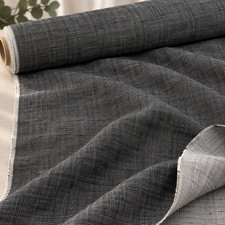 100% Flax Linen Fabric Black White Yarn Dyed Reversible Medium Weight 57