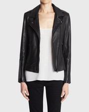 IRO Paris Han Black Lamb Leather Moto Biker Jacket Tonal Hardware Size 36/2 NWT picture