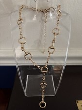 NWOT Classic Horsebit Lariat Equestrian Snaffle bit Gold Necklace picture
