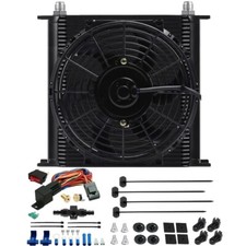 40 ROW ENGINE TRANS-MISSION OIL COOLER ELECTRIC FAN HOSE ADAPTER TEMP SWITCH KIT picture