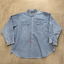 VTG Roundtree & Yorke Mens K Blue Denim Button Up Shacket Heavyweight Casual Y2K picture