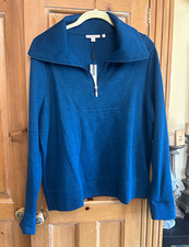 Chico's Zenergy Women's Blue Knit Sweatshirt 1/4 Zip Mock Neck Size 2 picture