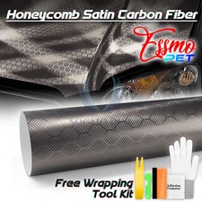 PET Honeycomb Carbon Fiber Satin Nardo Gray Hex Vehicle Vinyl Wrap Decal Sheet picture