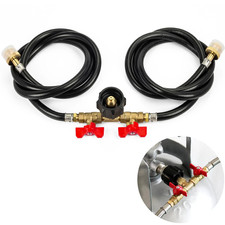 5FT Propane Splitter Hose 2 Way W/Shut Off Valve, Propane Hose Adapter for QCC1 picture