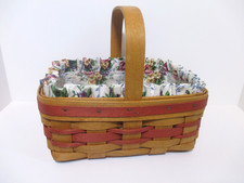 Longaberger Basket 1994 Handwoven Basket w/ Floral Liner & Protector picture