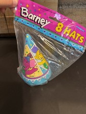 Vintage 1996 Barney the Dinosaur Birthday Party Hats 8 Count Unique Sealed NOS picture