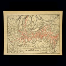 Vintage Pennsylvania Railroad Map PRR Railway System Old Antique ca 1929 picture