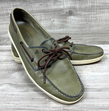Tod's City Boat Shoe Mens 8.5 / 9.5 US Olive Green Calf Leather Lace Up Driving picture