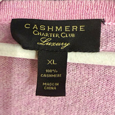 Charter Club Women’s Pink 100% Cashmere Knit Cardigan Crew Neck Button XL picture