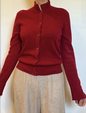 Vintage CHANEL Crimson Red 100% Cashmere Cardigan – Made in Scotland - Size 40 picture