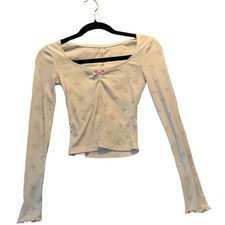 Aeropostale Women's White Pink Bow Crop Top XXS picture