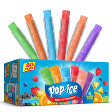 Pop-Ice Assorted Fruit Freezer Ice Pops, Gluten-Free Frozen Snack, 1.5 oz, 80 Ct picture