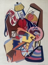 Antique Painting Abstract Cubism Cubist 1930’s 1940’s Modernism Mid Century Sew picture