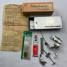 VTG Singer Sewing Machine Attachments Accessories Ruffler Foot Receipt Box Bulb picture