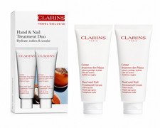 Clarins Hand & Nail Treatment Cream Duo 2x100ml NIB Discontinued Old Formula picture