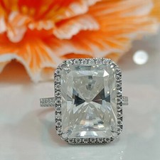 RARE 7.10 Ct Certified Radiant Cut Solitaire Off White Diamond 925 Silver Ring picture