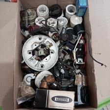 Mixed Lot Vintage Electrical Parts: Sockets, Plugs, Switches picture
