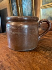 Antique French Small Confit Pottery, REPAIRED Handle picture