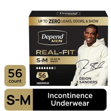 Depend Real Fit Incontinence Underwear for Men, Adult Diapers, S/M, Grey, 56 Cou picture