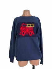 VTG Original Pannill Sweatshirt Co. Cross Stitch Fire Truck Fireman Sweatshirt picture