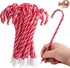 JOYIN 24 Pcs Christmas Candy Cane Ball Point Pens 1 Count (Pack of 24), Red  picture