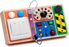 DRAMATION Busy Board with LED Light, Wooden Switches Board Sensory Toys for T... picture