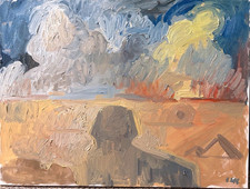 Surrealism Sphinx Sunset Clouds Egypt Oil Painting On 18”x24” Canvas Original picture