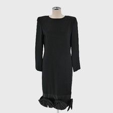Vintage Akira Bow Shift Dress Womens Size M Black Long Sleeve Cocktail Elegant picture
