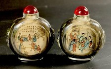 Pair of Glass Snuff Bottles - Ye Xiaosan Signed - Peking Commemorative Opera picture