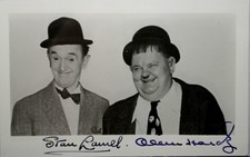 Stan Laurel Oliver Hardy 2x Autographed Postcard '40s-From Oliver Hardy Estate picture