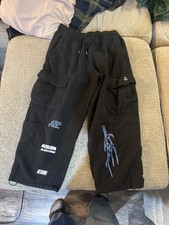 Ninth Hall Men's Heavyweight Black Cargo Pants w/ Cargo Pockets, M picture