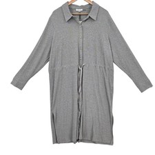 Calvin Klein Womens XL Gray Ribbed Cinched Waist Long Sleeve Dress NWT picture