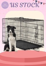 48 Inch Folding Metal Dog Crate for Large Dogs - Double Door Wire Cage picture