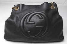 Gucci Women's Pebbled Calfskin Medium Soho Chain Shoulder Bag NC3 Black One Size picture