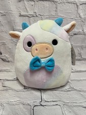 New w/ Tags Squishmallows 8” Belozi the Cow with Bowtie Plush KellyToy picture