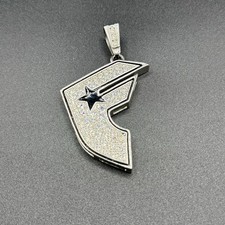 Vtg Y2K Famous Stars And Straps Iced Out 4”x2” Metal Pendant *RARE* picture