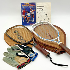 Vintage Ektelon Racquetball Lot Composite 250G Blue Lite FS Leather Case Books picture