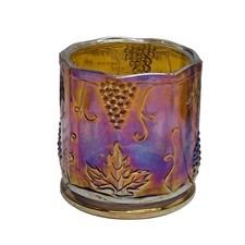 VTG Indiana Glass Harvest Grape Carnival Glass Marigold Iridescent Vase Embossed picture