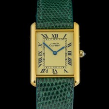Cartier Must Tank Large 681006 Lemon Roman Dial 23x30mm Quartz Watch + Pouch picture