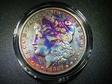 F/VF DETAIL 1887-O MORGAN SILVER DOLLAR BEAUTIFUL TONING COLLECTOR COIN M-2121 picture