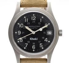 [EXC+5] Hamilton Khaki 9797 Black Dial Military Quartz Men's Watch From JAPAN picture