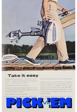 1960s Evinrude Outboard Motor Boating Fishing Original Color Print Ad MCM picture