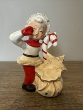 Vintage Japan Napco Spaghetti Trim Pixie Elf Gift Bag Star Figure, Rare picture