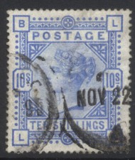 GB QV 1883-4 10/- SG183 used Cat £525 picture