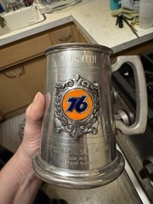 Union 76 1978 Gas & Oil Advertising Mug Stein, Silver Orange Blue, Original picture