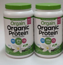 Lot Of 2 Orgain Organic Plant Based Protein Powder - 32.4 oz Vanilla Bean 3/27 picture