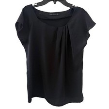 ZARA Woman Black Short Sleeve Blouse XS picture