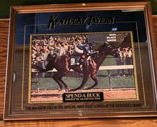Vintage Kentucky Tavern Spend A Buck 1985 Kentucky Derby Bourbon Bar Mirror picture